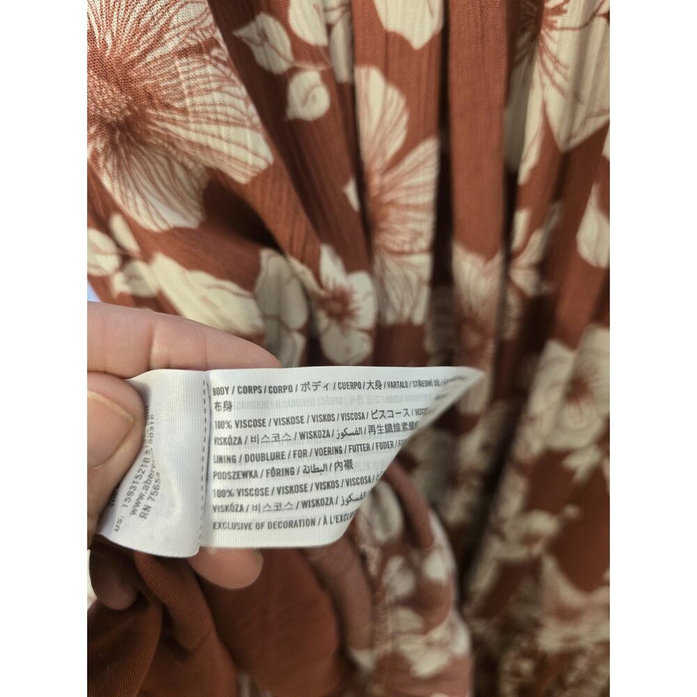 Abercrombie & Fitch Floral Maxi Tie Strap Dress Small Brown Open Back Tiered A&F - Picture 12 of 13